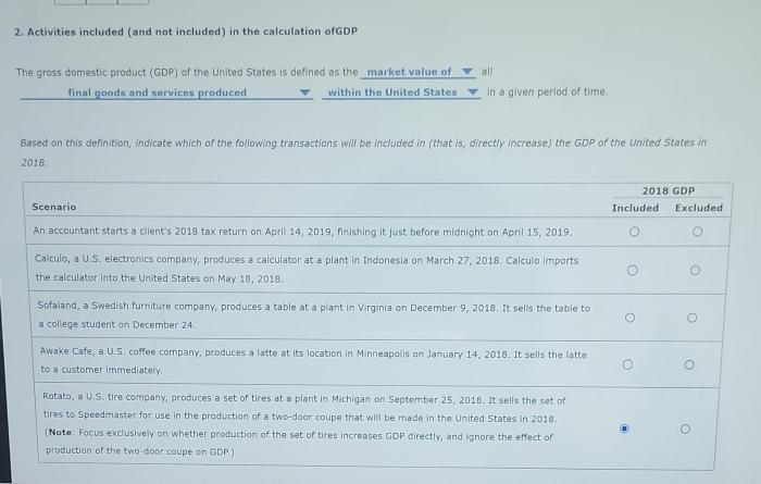 Which of the following transactions would be included in gdp